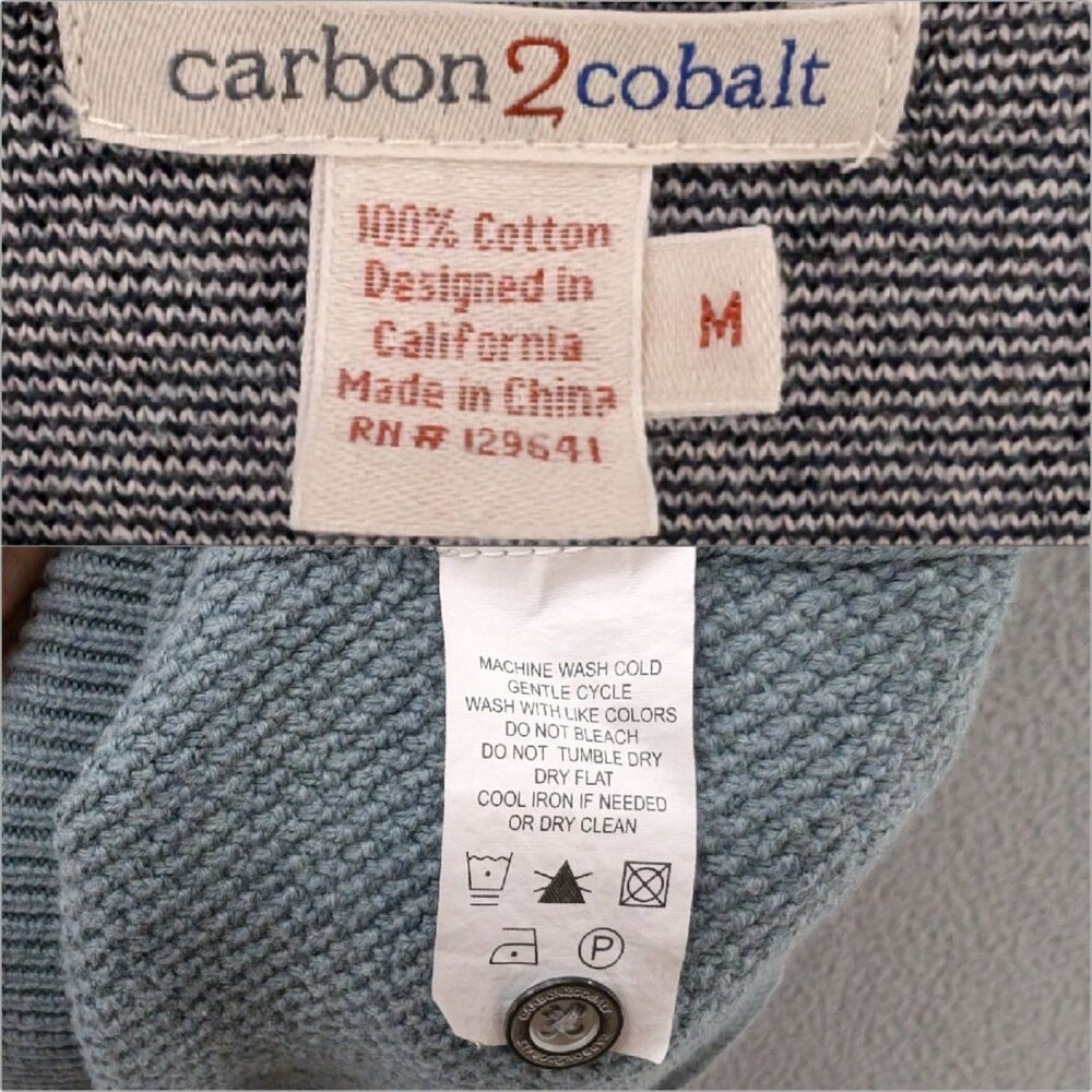 Carbon 2 Cobalt Sweater Mens Light Blue V Neck Long Sleeve Cotton Size M - Picture 4 of 8